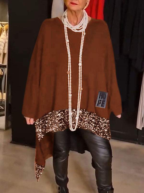 Damen Elegantes und fließendes asymmetrisches Strickoberteil Stilzeits