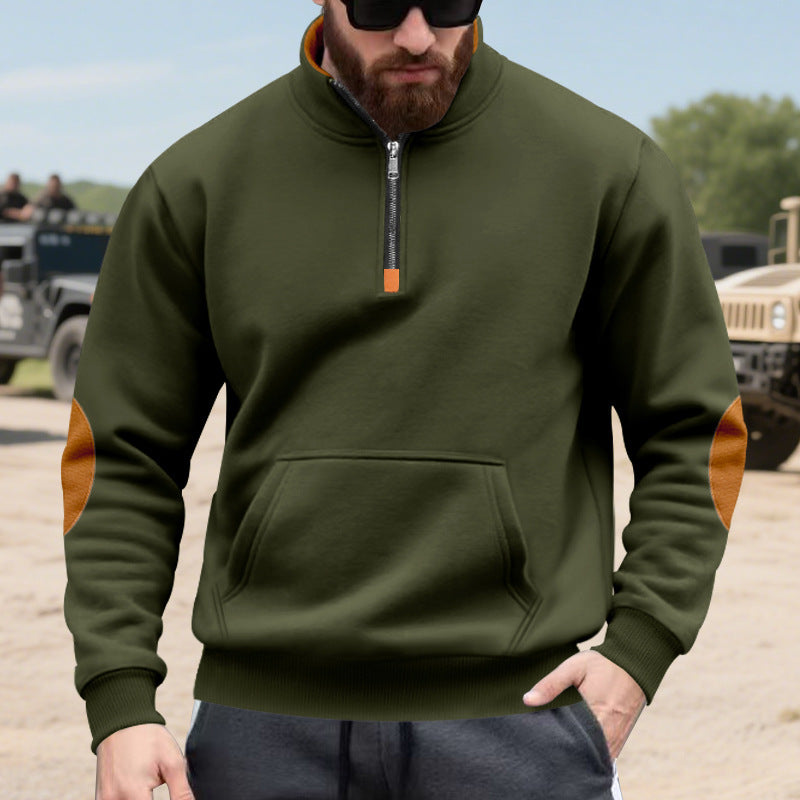 Herren Hoodie mit modischem Stehkragen und Kontrastdetails Stilzeits