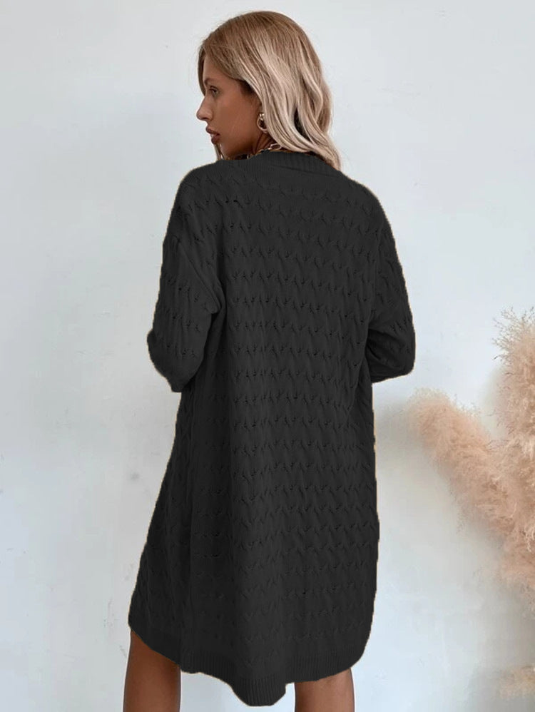 Damen Großer Strickmantel mit strukturiertem Muster und lässigem Schnitt Stilzeits