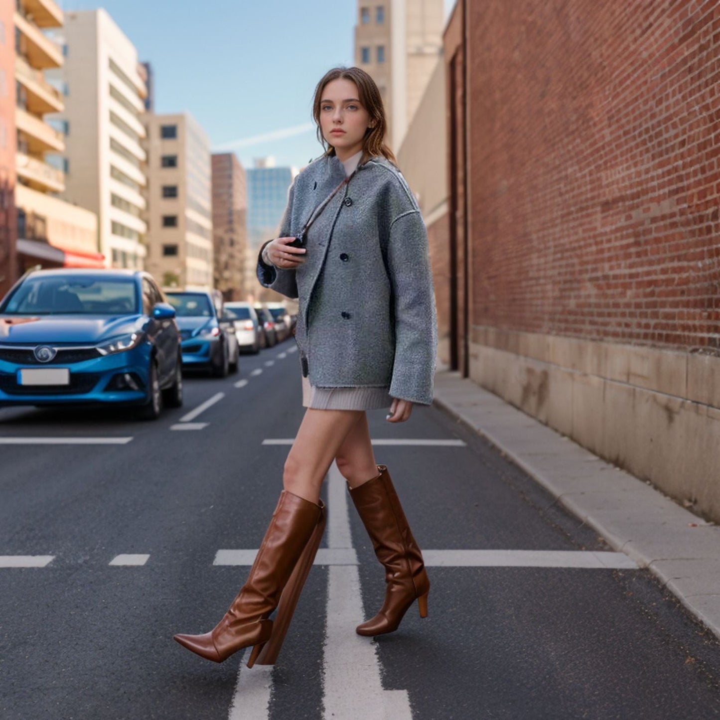 Damen modische Kurzjacke mit doppelter Knopfreihe und lässigen Ärmeln Stilzeits
