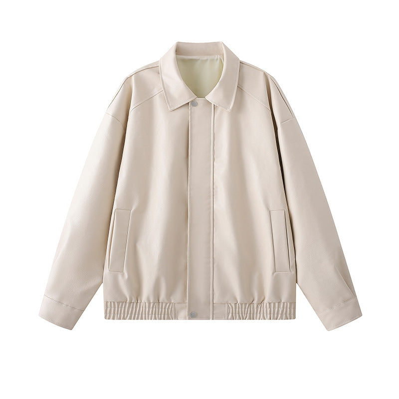 Herren elegante Kunstlederjacke mit elastischem Bund Stilzeits