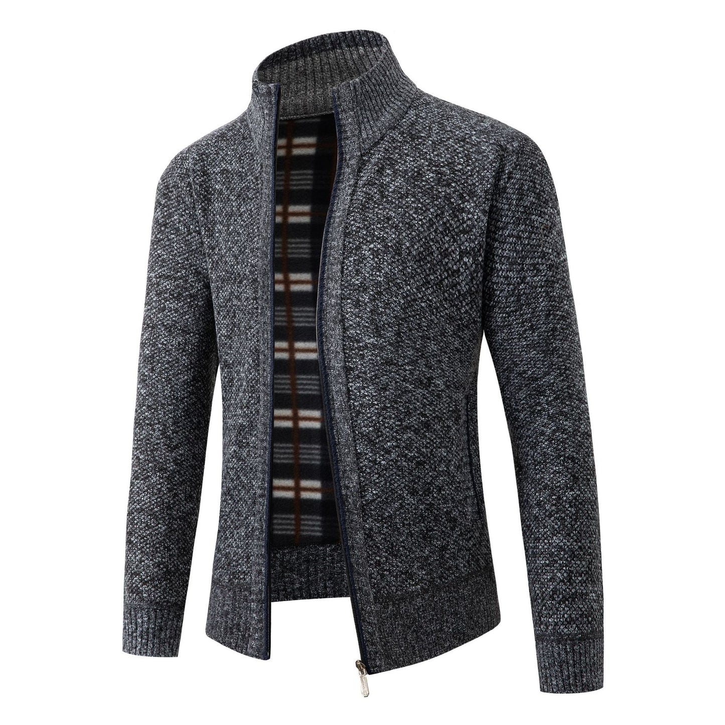 Herren Strickjacke mit modernem Stehkragen und klassischem Innenfutter Stilzeits