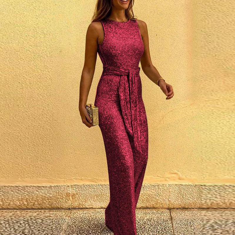 Damen Glitzerndes Abendkleid mit elegantem Taillengürtel Stilzeits
