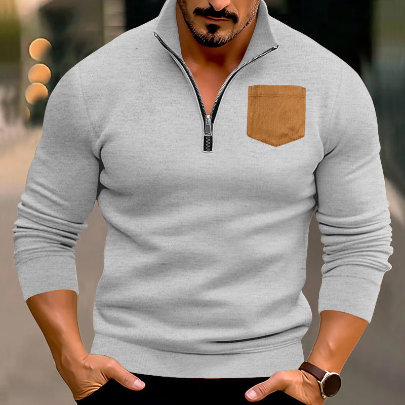 Herren sportlicher Pullover mit kontrastierenden Taschen Stilzeits