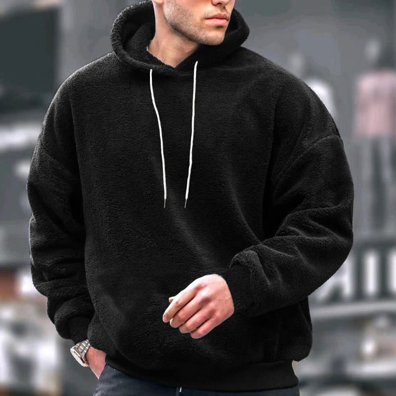 Herren Kuscheliger Fleece-Hoodie mit Kängurutasche und verstellbarer Kapuze Stilzeits