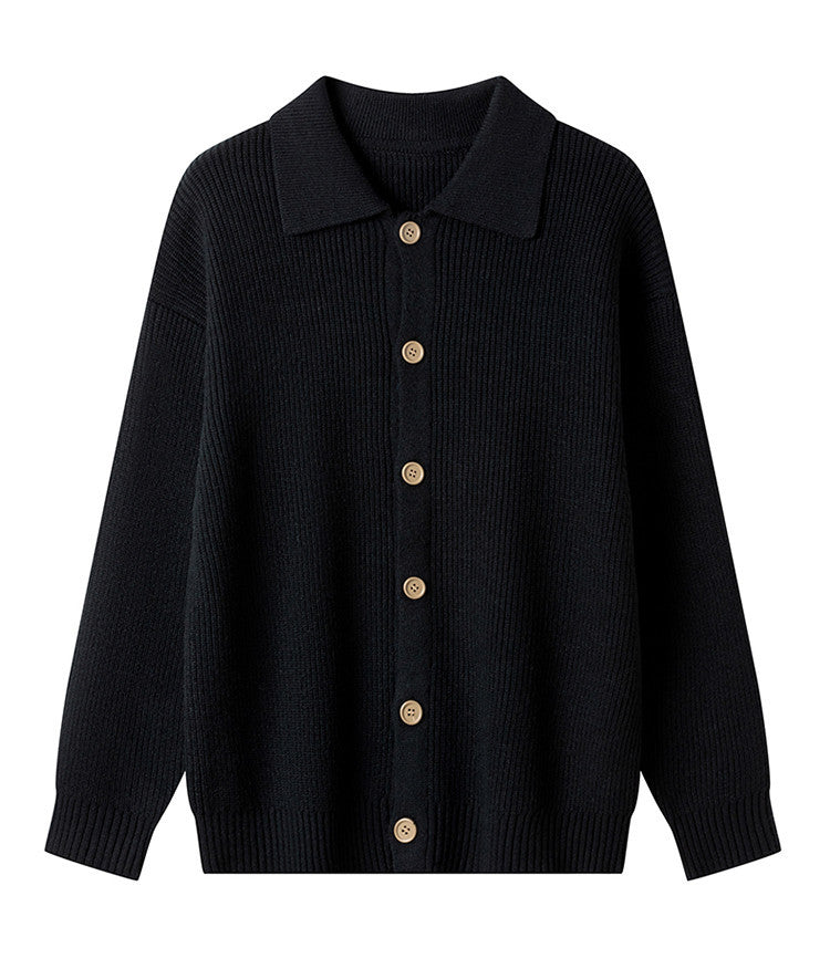 Damen Gemusterte Strickjacke mit Kragen und Knopfleiste Stilzeits