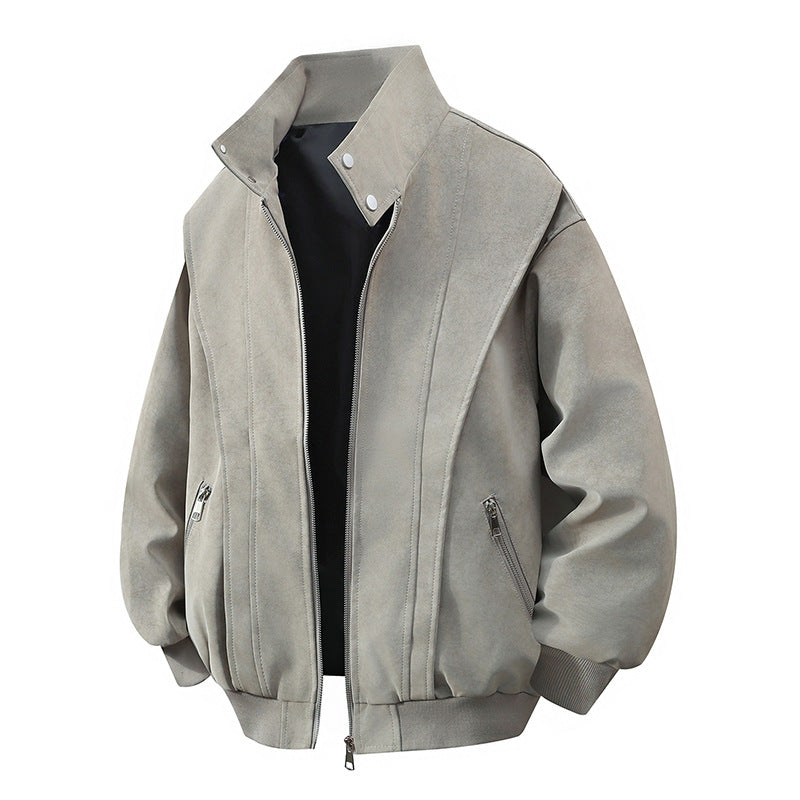 Damen Designer Übergangsjacke mit hohem Kragen und praktischen Reißverschlusstaschen Stilzeits