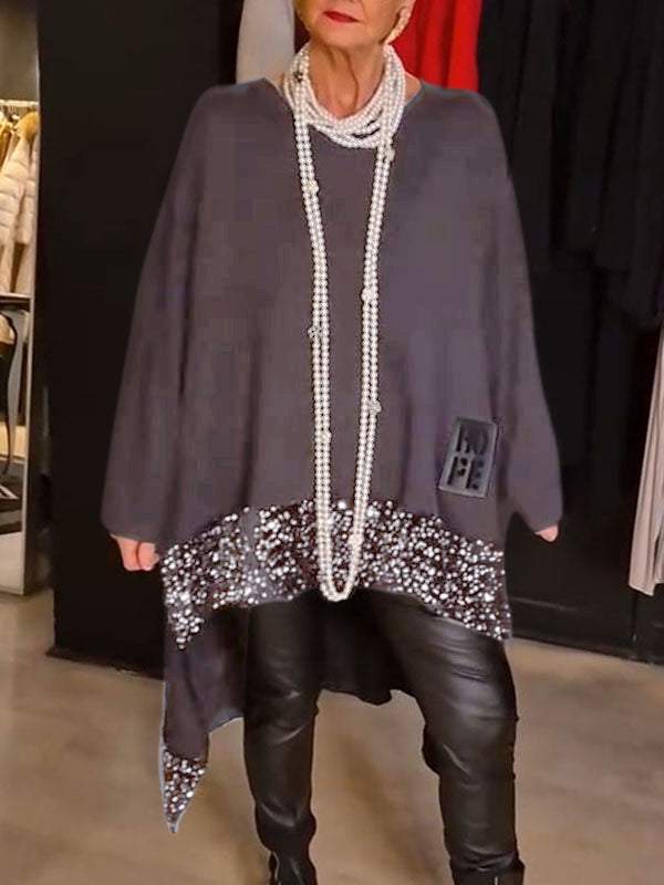 Damen Elegantes und fließendes asymmetrisches Strickoberteil Stilzeits