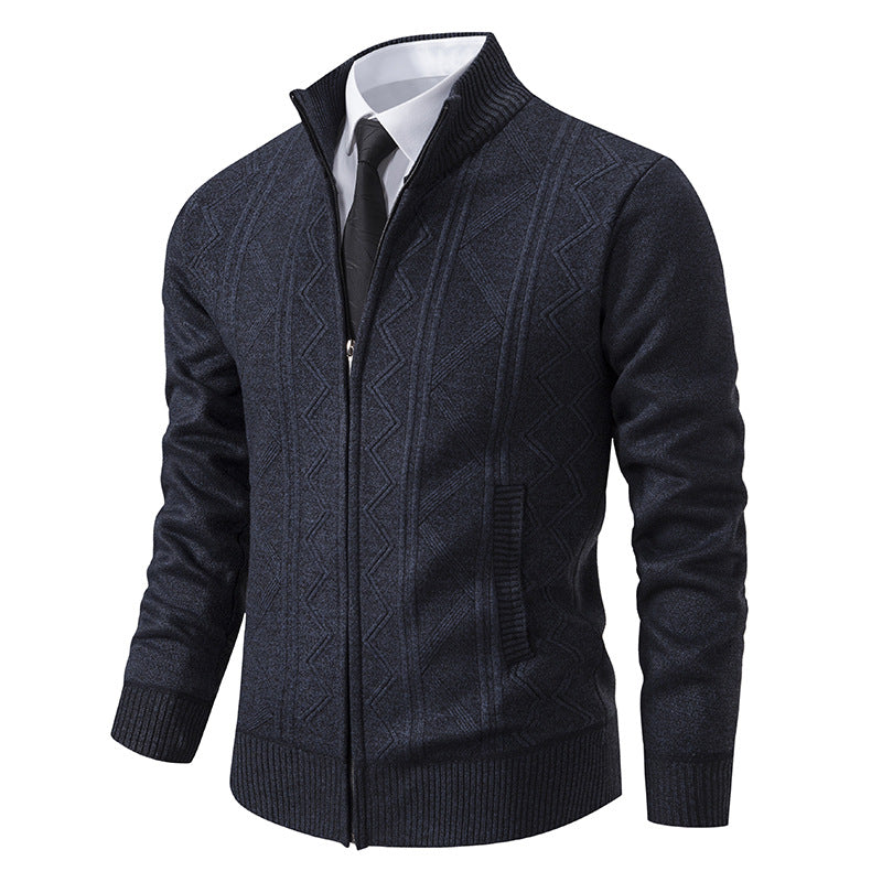 Herren Strickjacke mit hohem Kragen und Zipper Stilzeits
