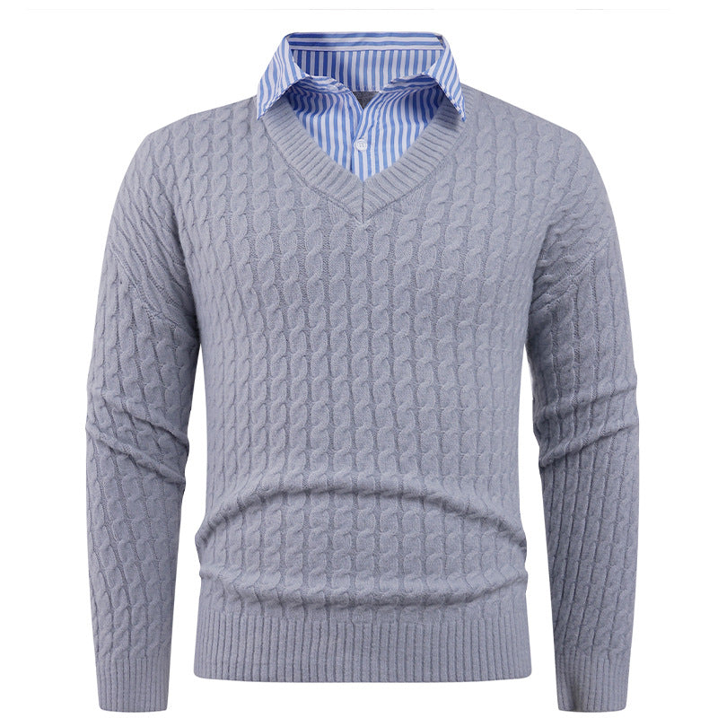 Herren Eleganter Strickpullover mit V-Ausschnitt und feiner Struktur Stilzeits