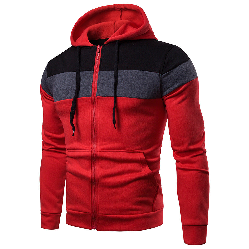 Herren sportliche Kapuzenjacke mit Farbblockdesign Stilzeits