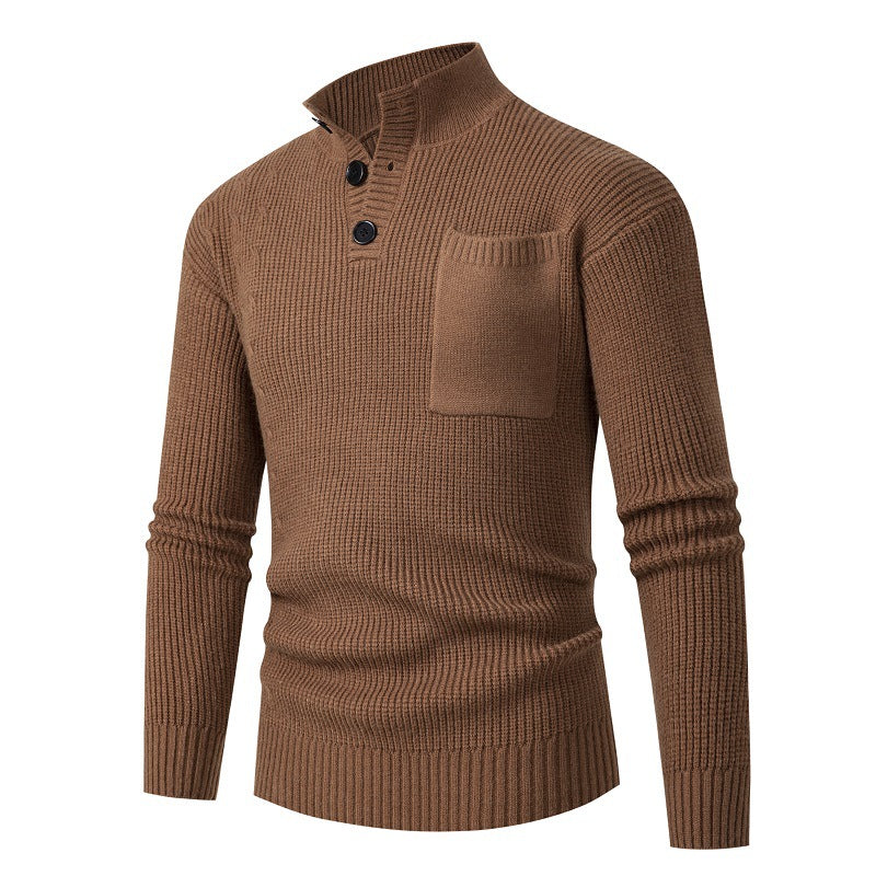 Herren Hochwertiger Pullover mit Modalmuster und Brusttasche Stilzeits