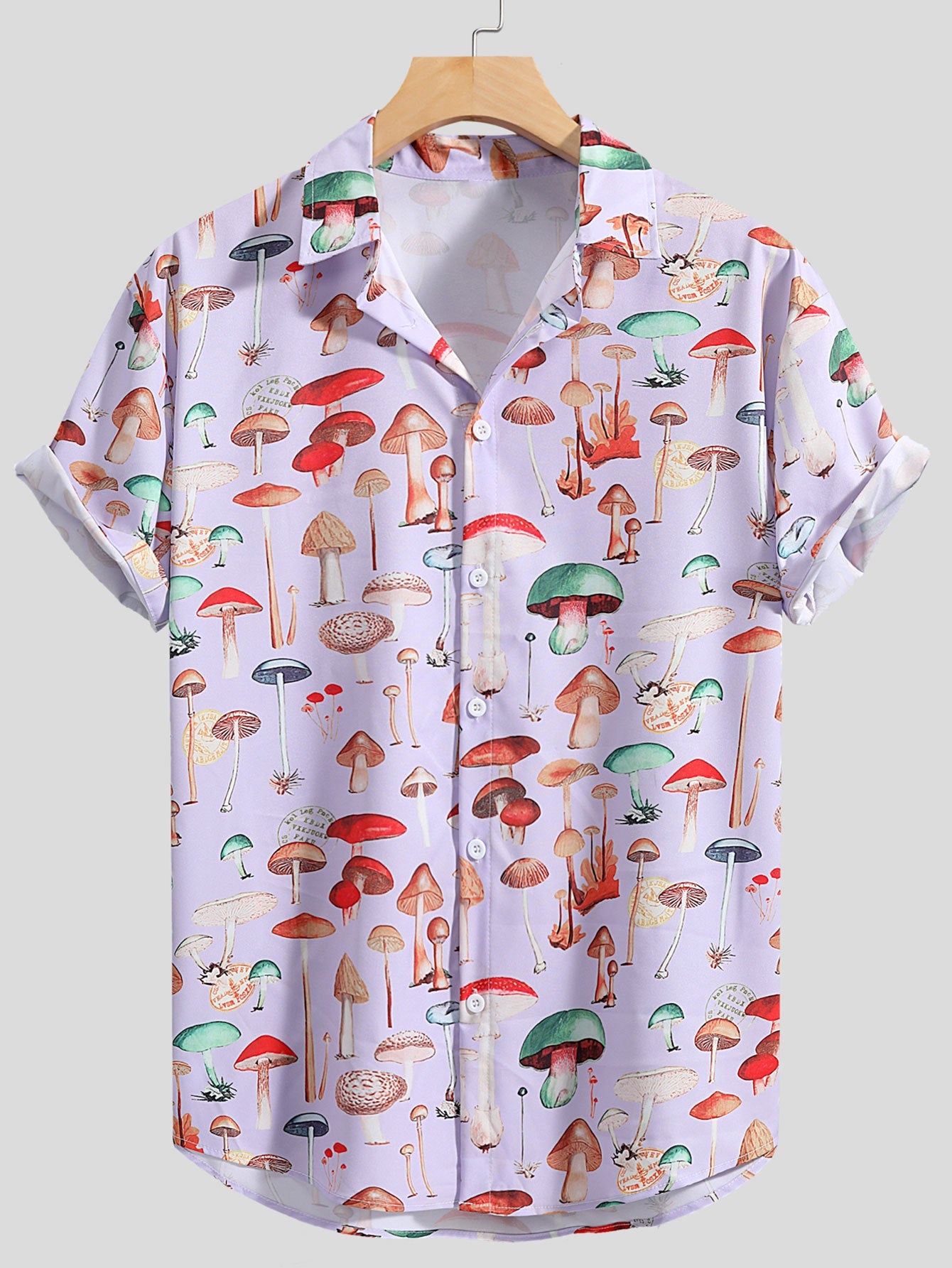 Herren Kurzarmhemd mit kreativem Pilzmuster und bequemer Passform Stilzeits