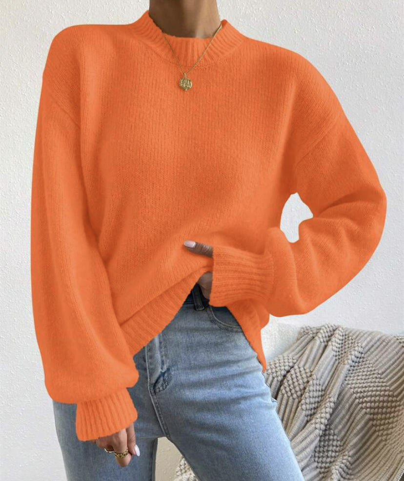 Damen Modischer Pullover mit hochgeschlossenem Ausschnitt und strukturiertem Strick Stilzeits