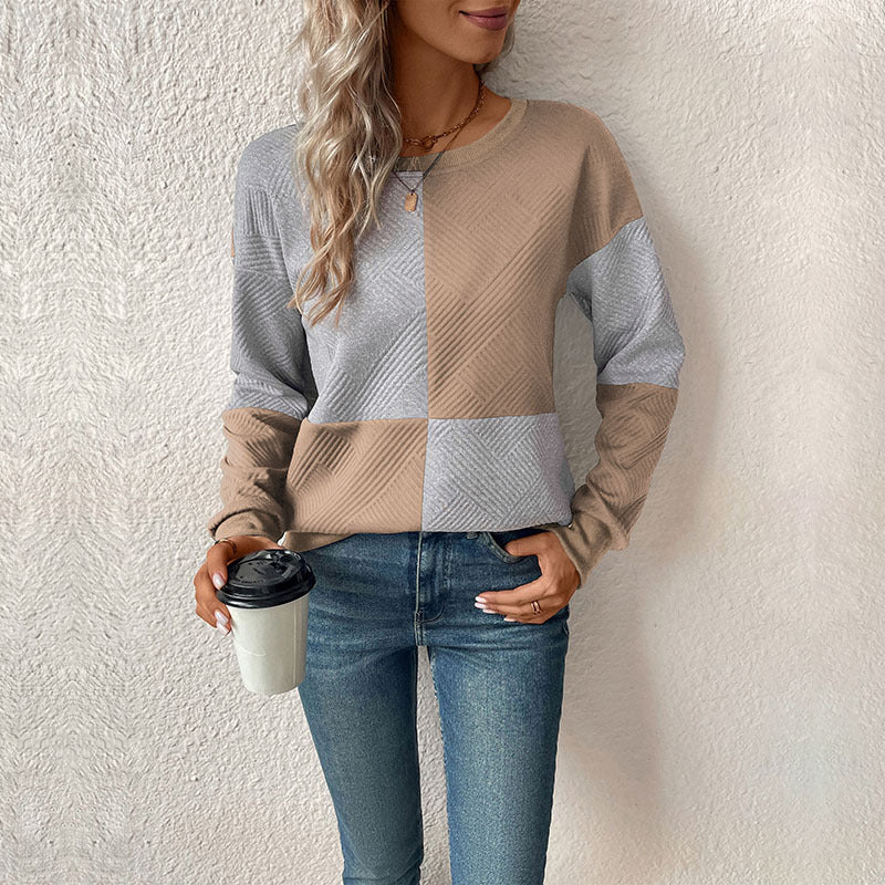 Damen gestreiftes Sweatshirt mit modischem Farbblockdesign Stilzeits