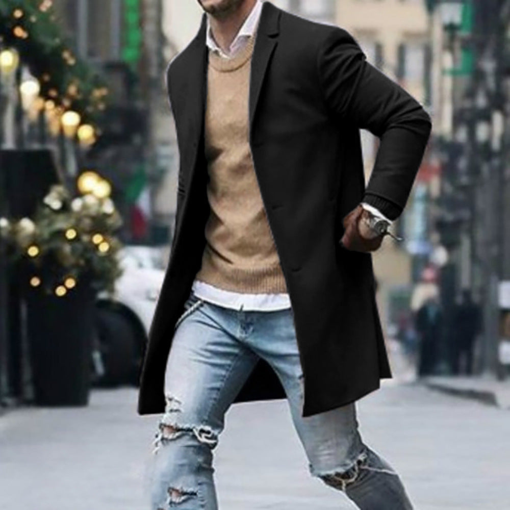 Herren eleganter Mantel mit hochwertigen Details Stilzeits