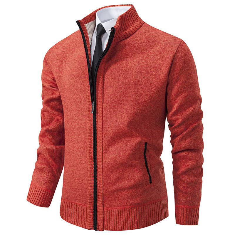 Herren sportliche Strickjacke mit Stehkragen und Reißverschluss Stilzeits