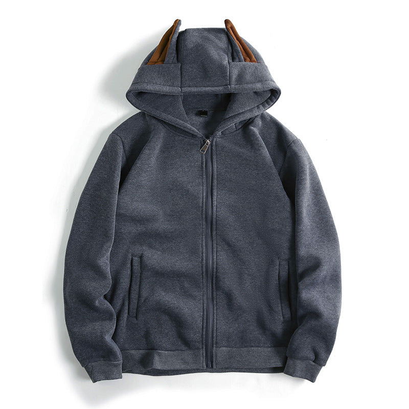 Damen Kapuzenjacke mit kreativen Ohren-Details und praktischem Reißverschluss Stilzeits