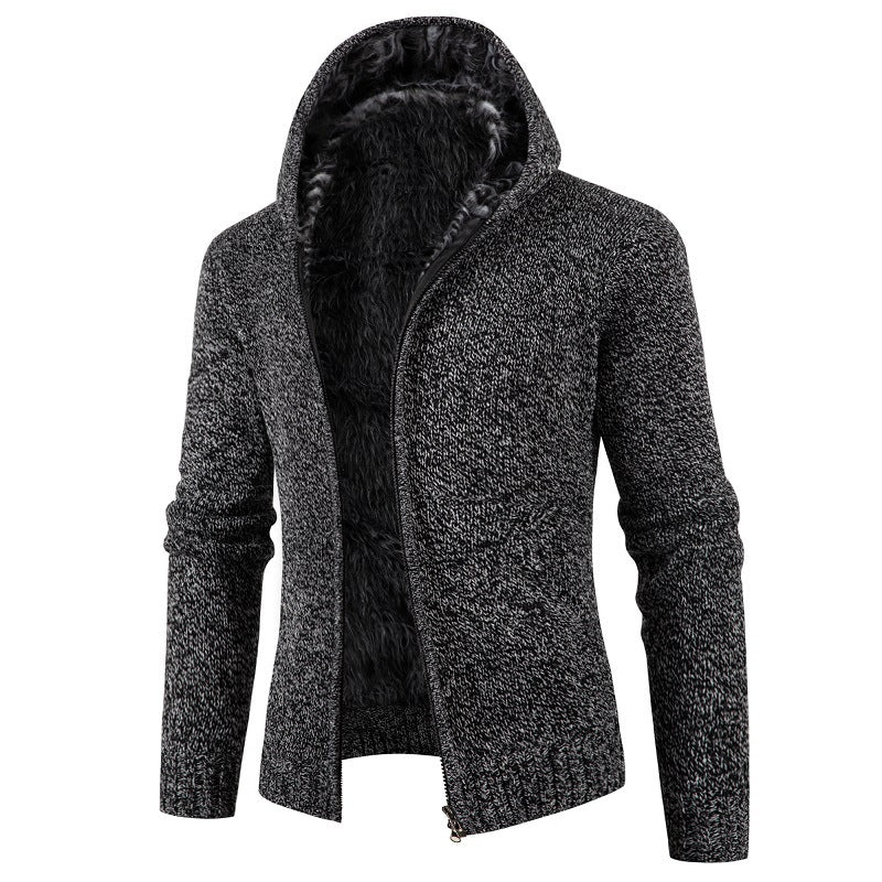 Herren Strickjacke mit Kapuze und weichem Innenfutter Stilzeits