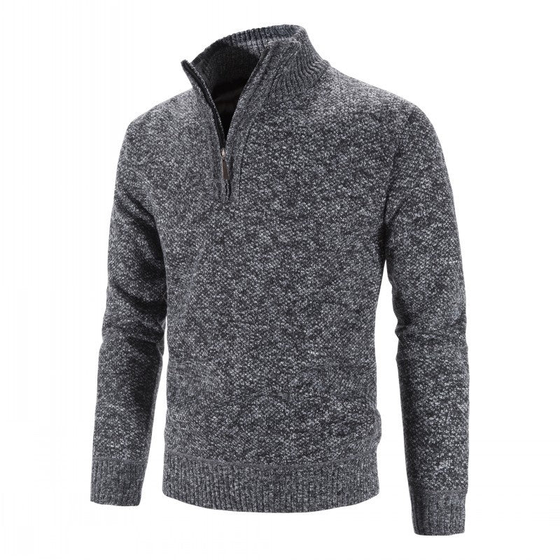 Herren modischer Strickpullover mit halbem Reißverschluss und strukturiertem Design Stilzeits