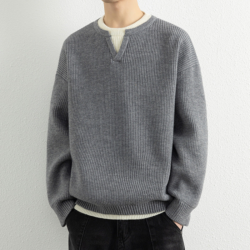 Herren Strickpullover mit V-Ausschnitt und strukturiertem Design Stilzeits