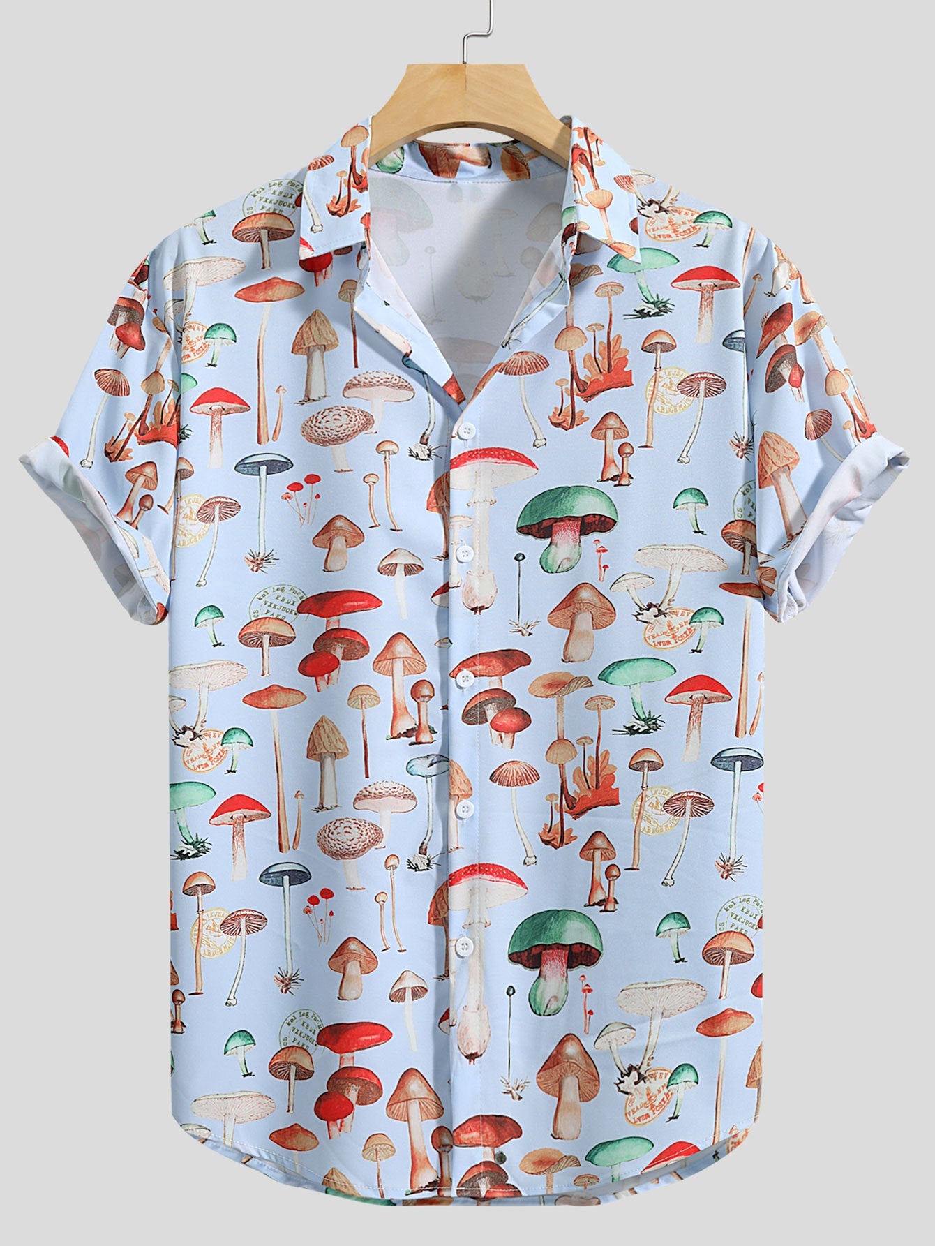 Herren Kurzarmhemd mit kreativem Pilzmuster und bequemer Passform Stilzeits