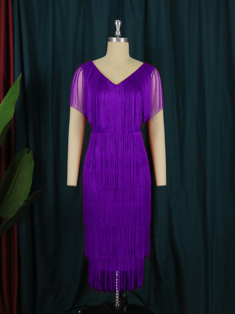 Damen Fransen Kleid Stilzeits