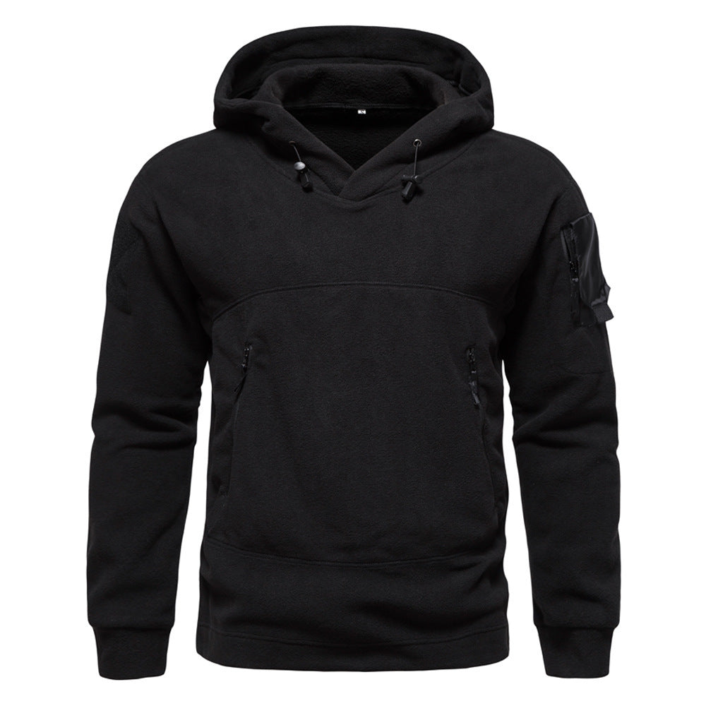 Herren moderne Fleece-Hoodie mit strategischen Reißverschlusstaschen Stilzeits