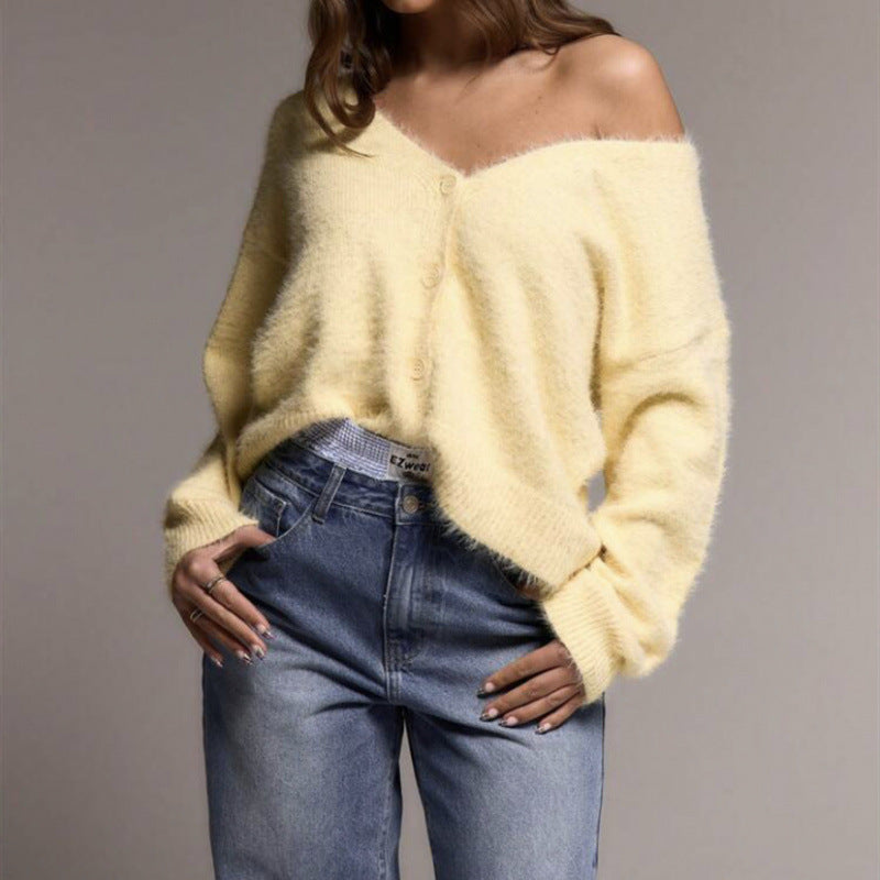 Damen Flauschiger Oversized Cardigan Stilzeits