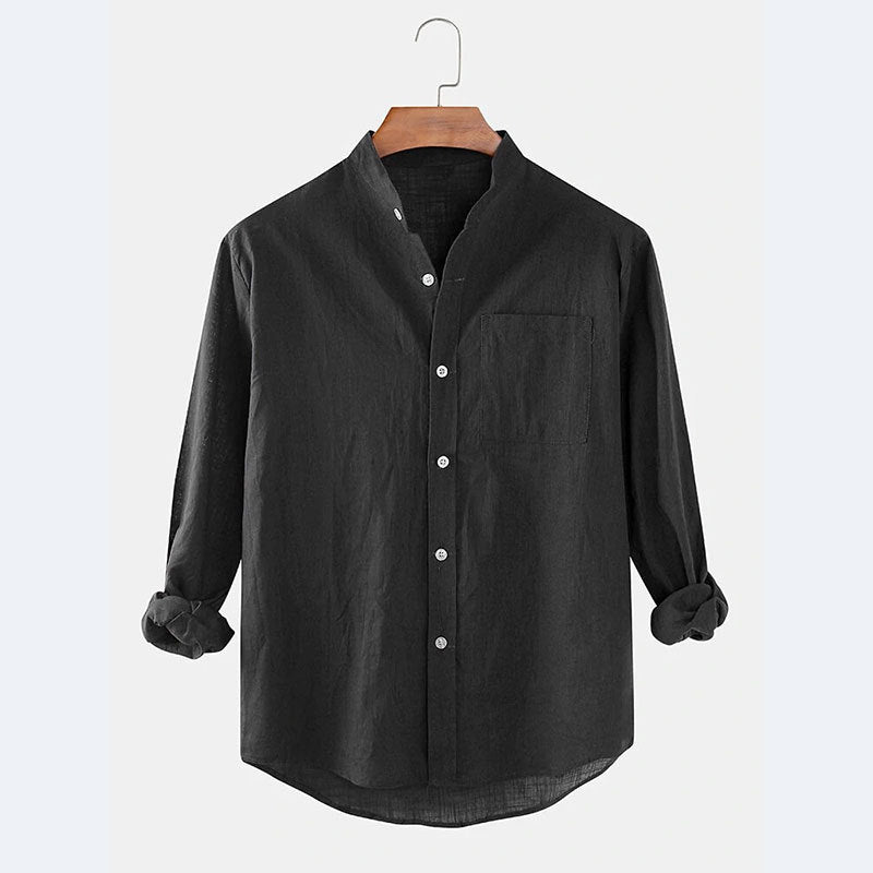 Herren Lässiges Langarmhemd aus leichtem Leinen Stilzeits
