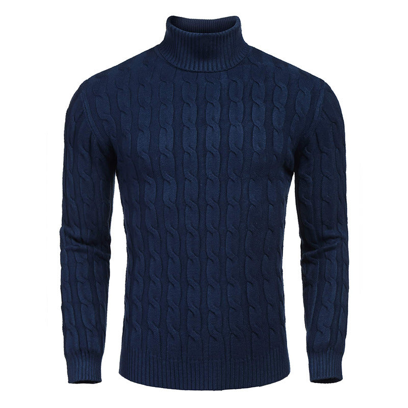 Herren modischer Rollkragenpullover mit Zopfmuster Stilzeits