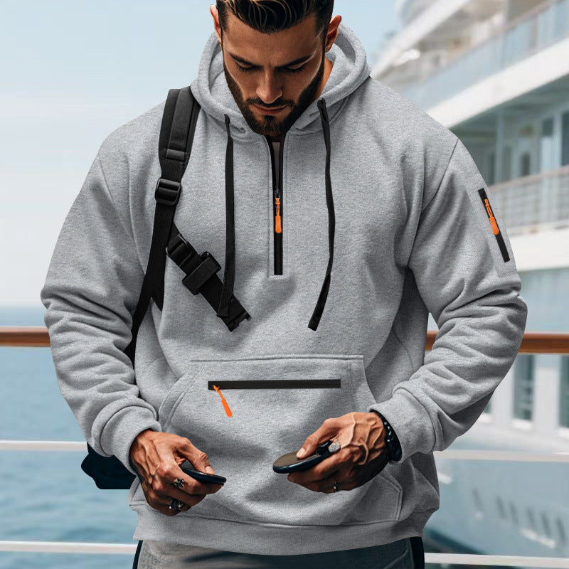 Herren sportlicher Hoodie mit praktischen Reißverschlusstaschen Stilzeits