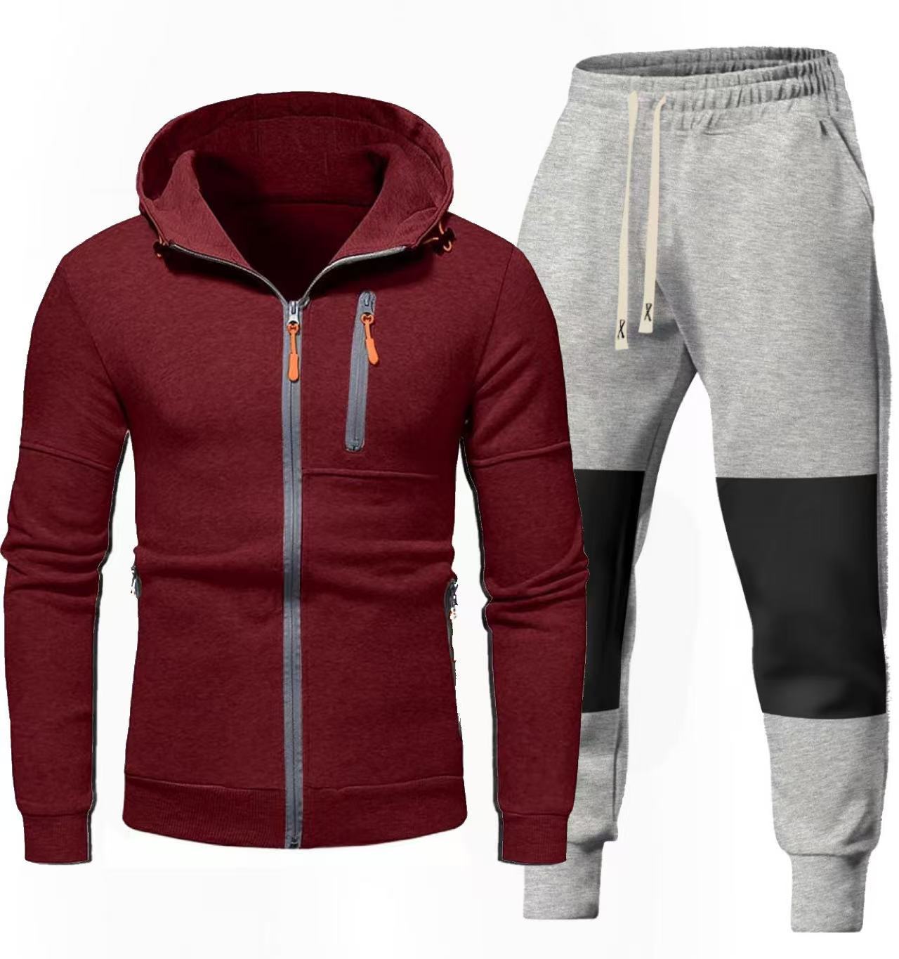 Herren Sportliches Hoodie- und Jogginghose-Set mit Funktionalen Reißverschlusstaschen Stilzeits