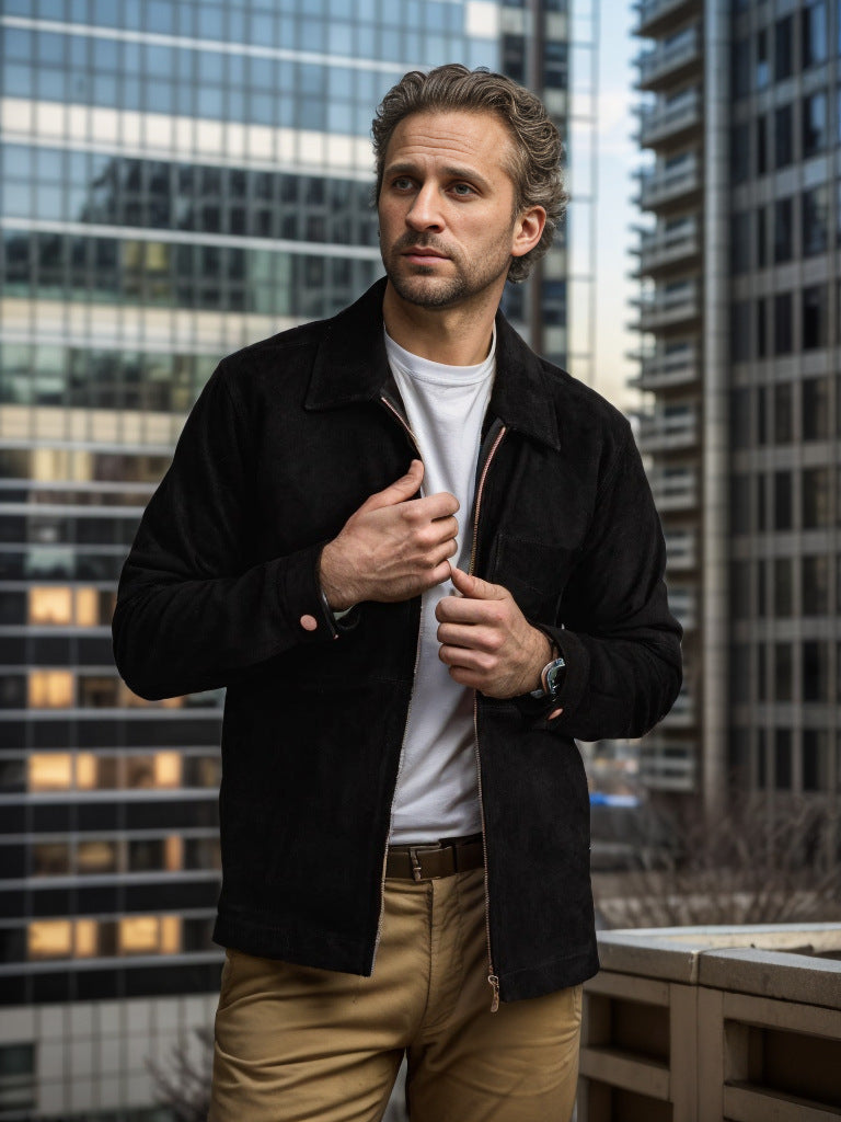 Herren modische Softshelljacke mit hochklappbarem Kragen Stilzeits