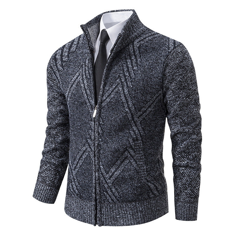 Herren Strickjacke mit modernen geometrischen Mustern Stilzeits