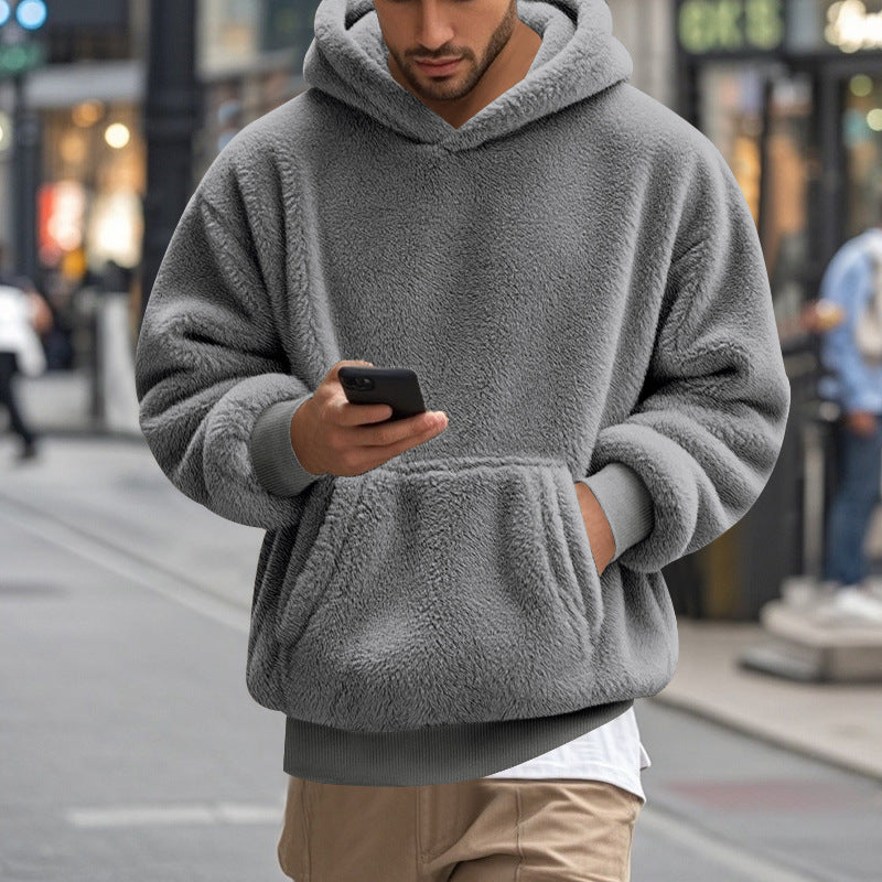 Herren übergroßer Fleece-Hoodie mit Kängurutasche und gemütlichem Schnitt Stilzeits