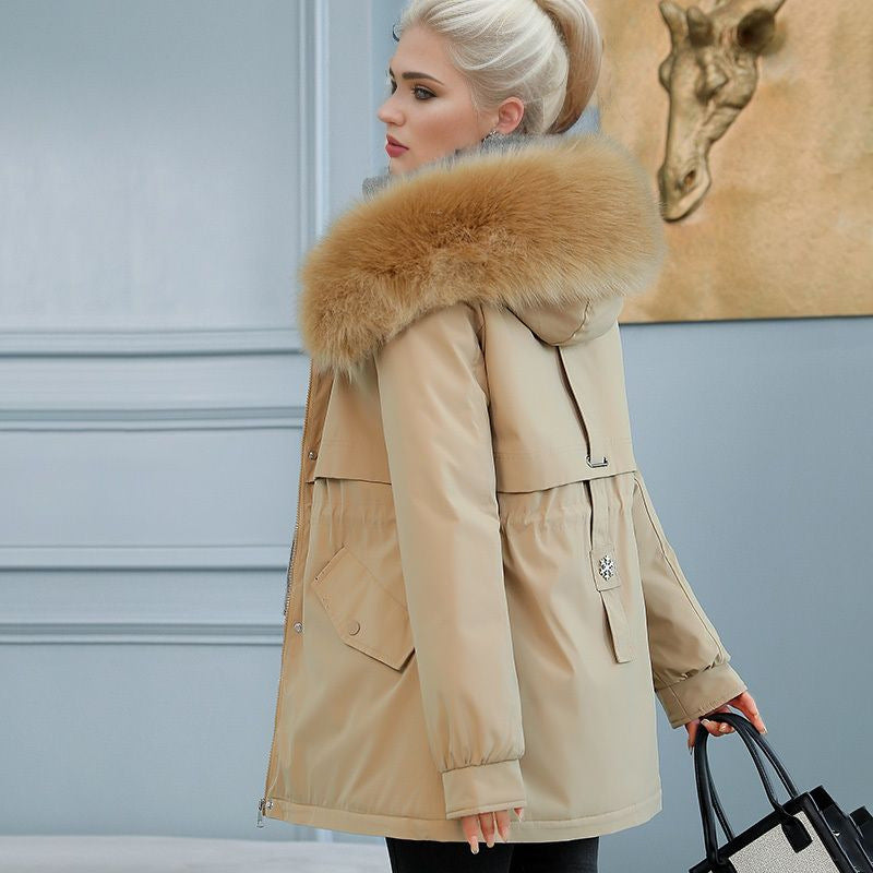 Damen isolierter Winterparka mit luxuriösem Kunstfellkragen und wärmendem Innenfutter Stilzeits