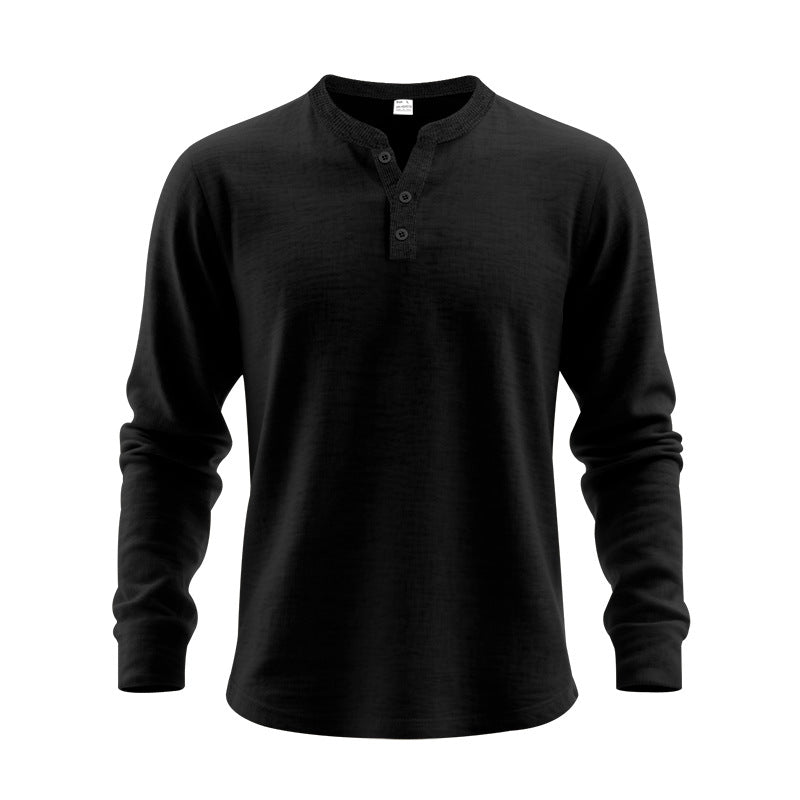 Herren Langarm-Henley-Shirt aus weichem Baumwollmix Stilzeits