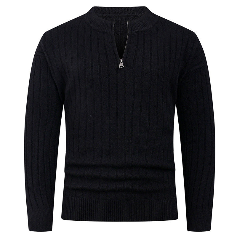 Herren Strickpullover mit hohem Kragen und modernem Reißverschluss Stilzeits
