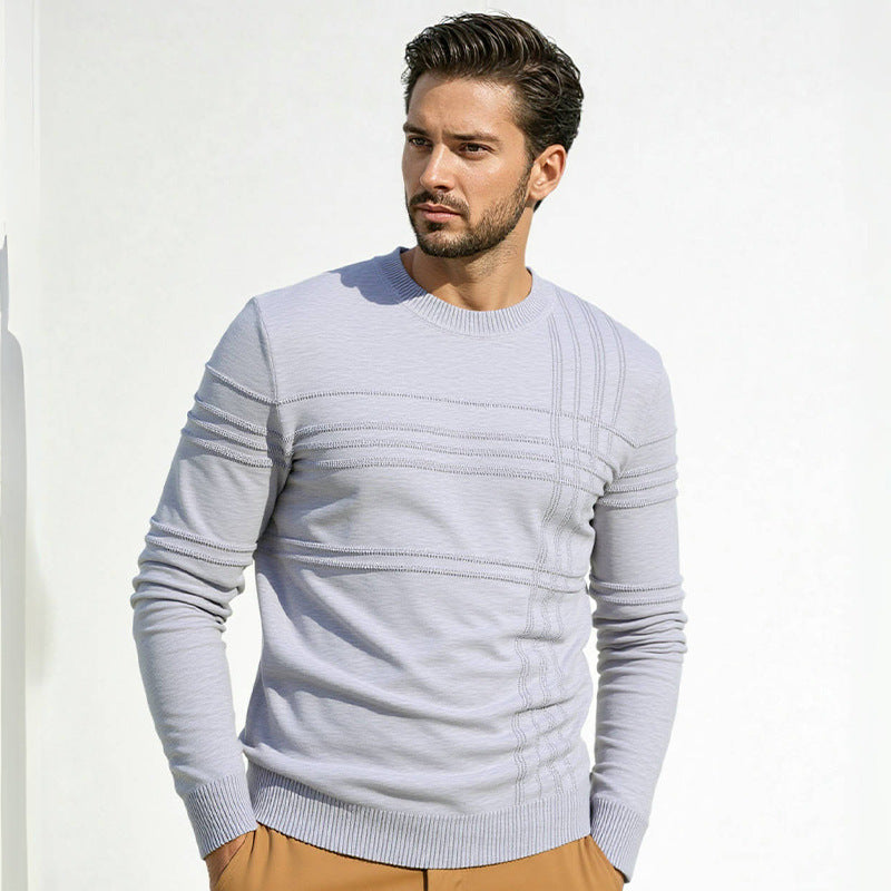 Herren Pullover mit modernem Strukturdesign und hohem Kragen Stilzeits