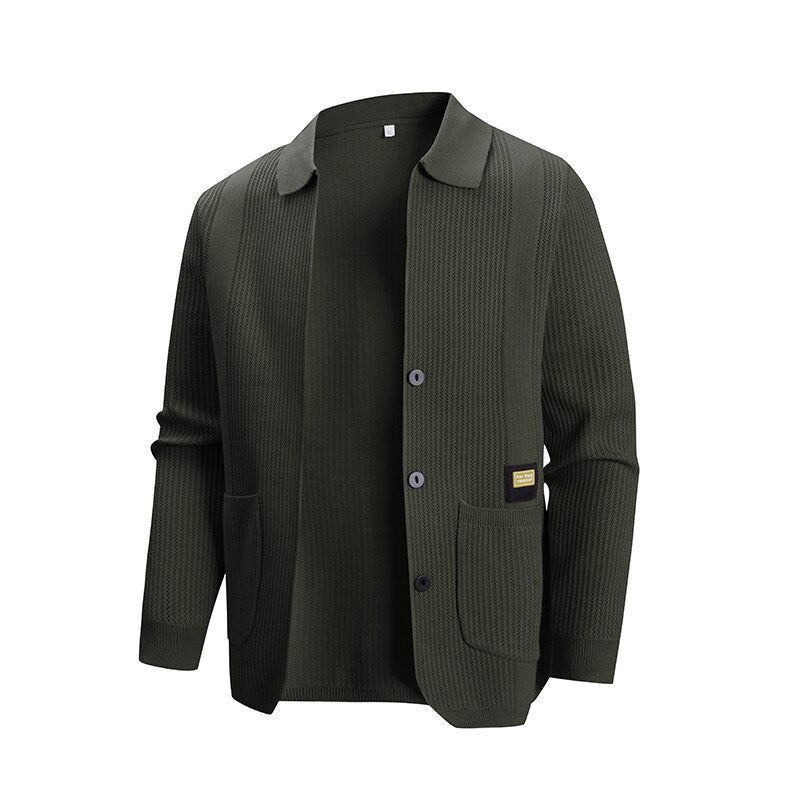Herren Strickjacke mit modernem Rippmuster und praktischen Taschen Stilzeits
