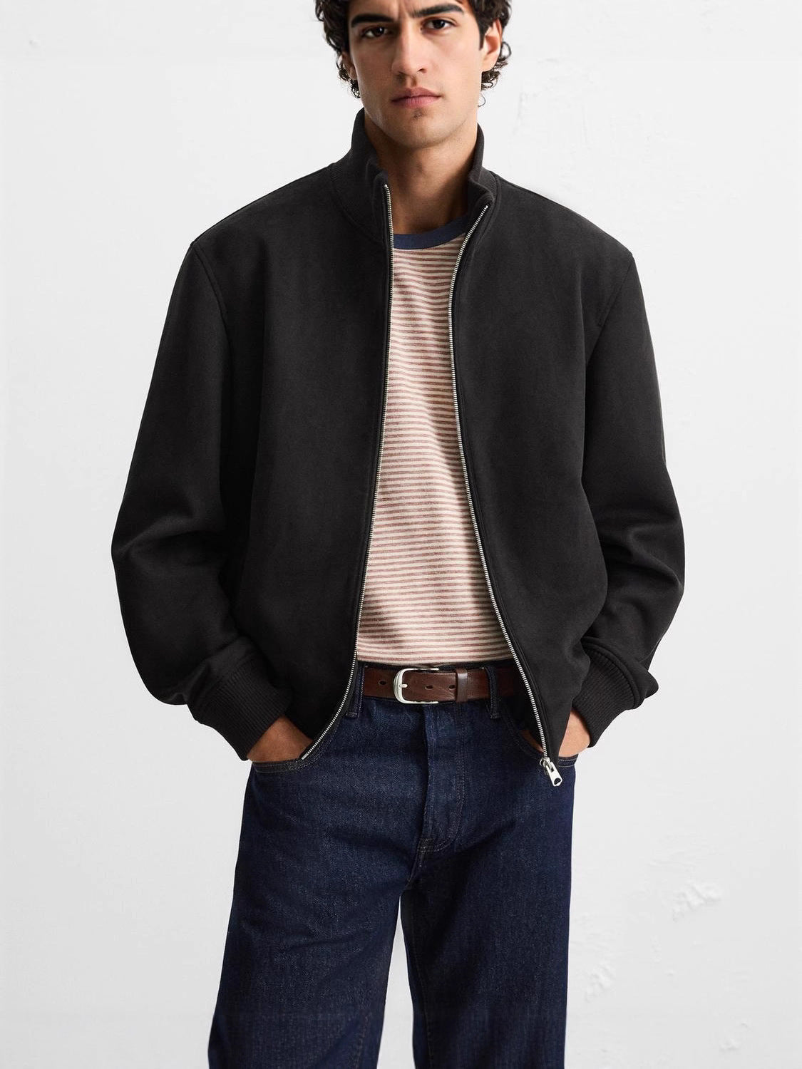 Herren Übergangsjacke im modernen Wildleder-Look Hedi-Mode