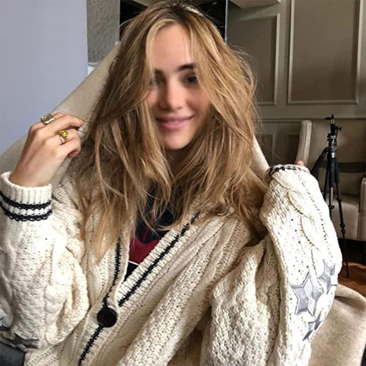 Damen Grobstrick Cardigan mit modischem Sternenmotiv Stilzeits