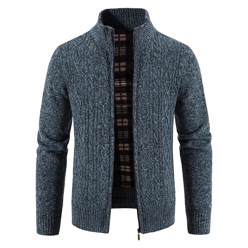 Herren Strickjacke mit hochschließendem Kragen und strukturiertem Design Stilzeits