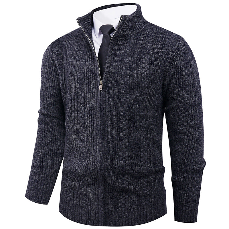Herren Strickpullover mit Stehkragen und durchgehendem Reißverschluss Stilzeits