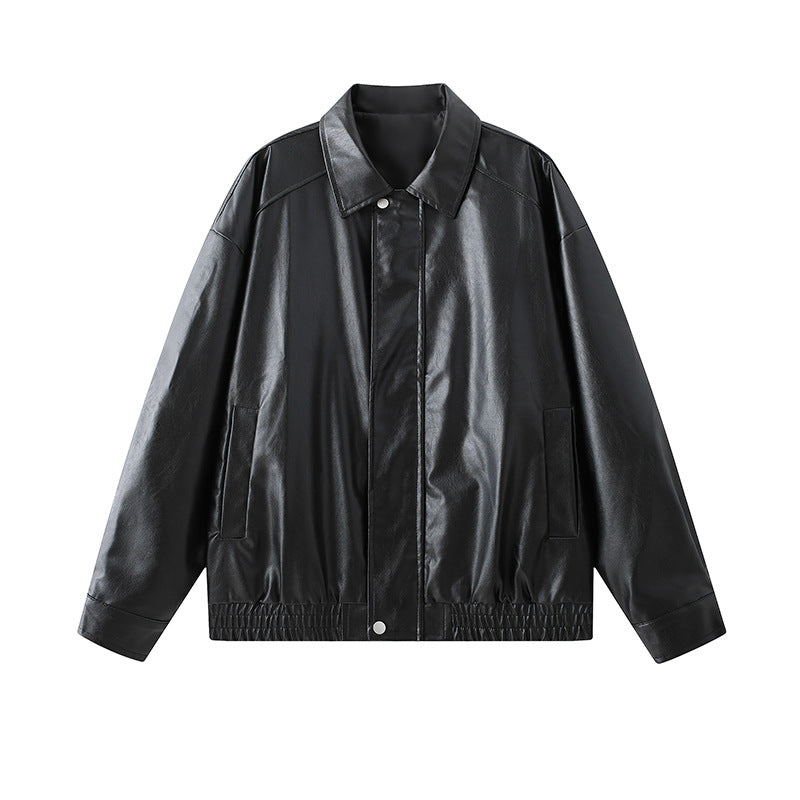 Herren elegante Kunstlederjacke mit elastischem Bund Stilzeits