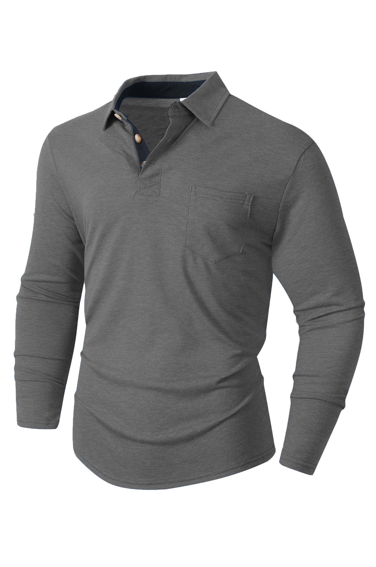 Herren elegantes Langarm Poloshirt mit modernem Kragen und leichtem Stretch Stilzeits