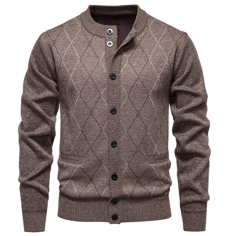 Herren stylische Strickjacke mit diamantförmigem Muster Stilzeits