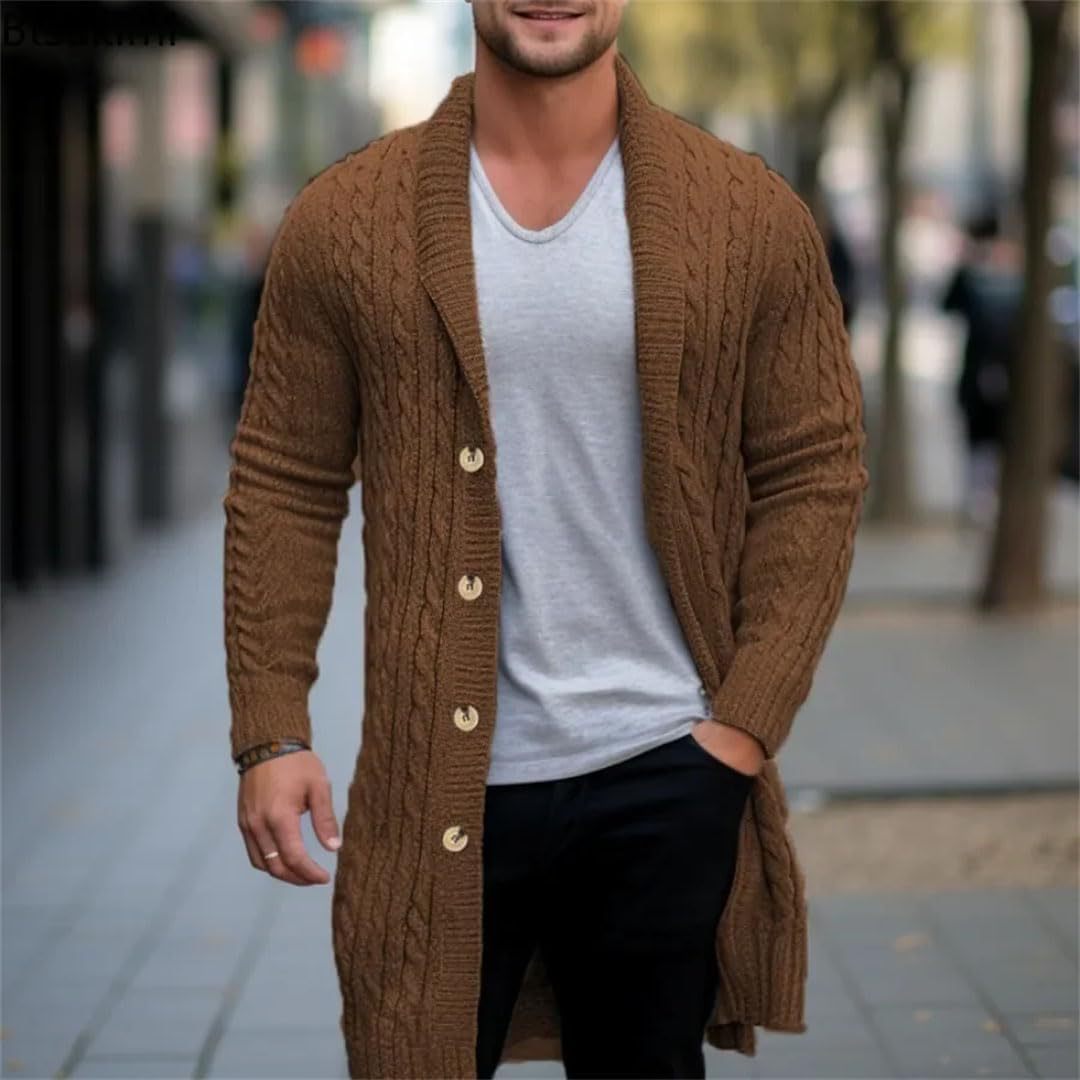 Herren Strickjacke mit offenem Design und Knopfdetails Stilzeits