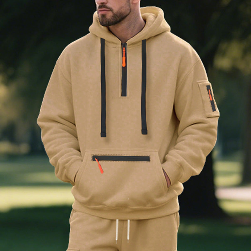 Herren sportlicher Hoodie mit funktionalem Reißverschluss Stilzeits